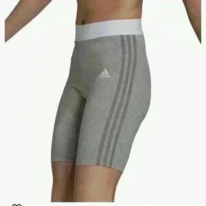 Adidas Women's Gray White Must Have 3 Stripes Tights Shorts Size XS